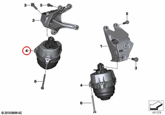 OEM Linksmotorunterstützung 22117581619 für BMW G20, G21. Original BMW.