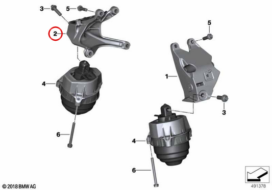 Support moteur droit OEM 22118053542 pour BMW M2 G87, M3 G80, M3 Touring G81, M4 G82, M4 Cabrio G83… et plus. Original BMW