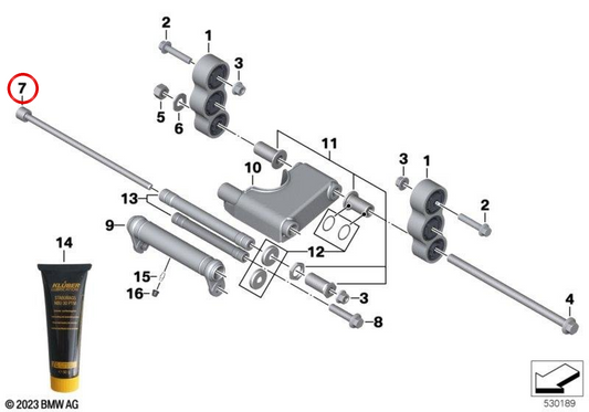 Parafuso cilíndrico M12x313 OEM 22118566755 para motos BMW C 400 GT e C 400 X. Original BMW Motorrad