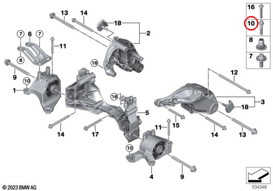 Parafuso ASA com arruela OEM 22118841996 para BMW G60, G61, G68, G70. BMW genuíno.