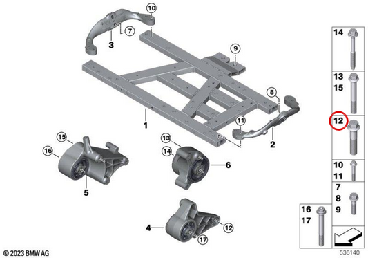 Vite esagonale flangiata M12x1,5x60 OEM 22118858866 per MINI Cooper J01 e Aceman J05. Originale MINI