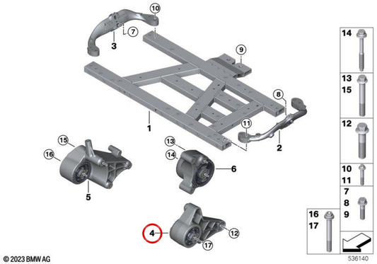 Support moteur gauche OEM 22118858891 pour MINI Cooper J01, JCW E J01, Aceman J05. MINI d'origine.