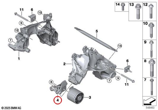 Adaptador esquerdo OEM 22119485641 para BMW iX I20 xDrive50, M60, xDrive45, xDrive60, M70 xDrive. Original BMW.