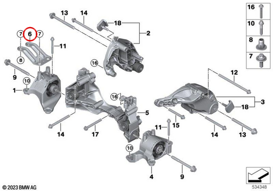 Tirante OEM 22119846092 per BMW Serie 5 G60, G61, G68 e Serie 7 G70. Originale BMW