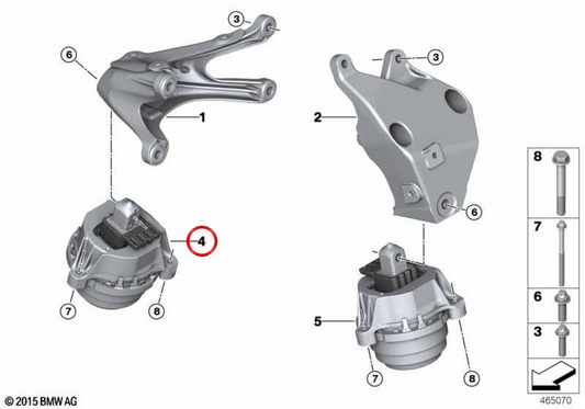 Support moteur droit OEM 22119894882 pour BMW Série 7 G70 735i, 740i... et plus. Original BMW.