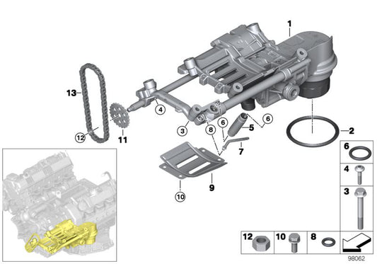 Junta tórica (O-Ring) OEM 11421713597 para BMW E34, E39, E60, E61, F07, F10, F11, G30, E63, E64, F06, F12, F13, E32, E38, E65, E66, F01, F02, F04, G11, G12, E31, G14, G15, G16, E53, E70, F15, G05, F85, E71, E72, F16, F86, G06, G07, E52. Original BMW
