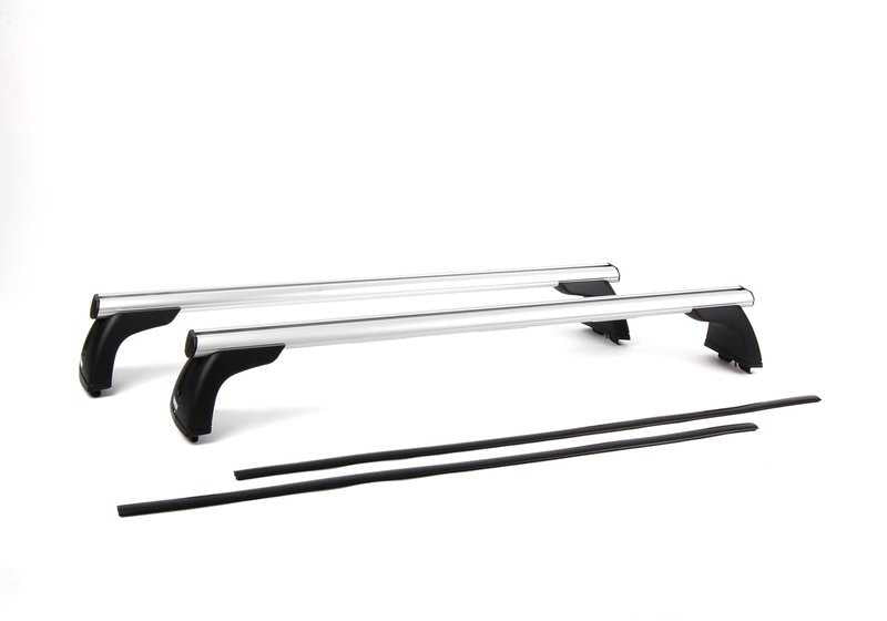 Barras de techo OEM 82710433991 para BMW E82 (todos los modelos compatibles). Sistema antirrobo, aluminio resistente, carga máx. 75 kg. Original BMW.