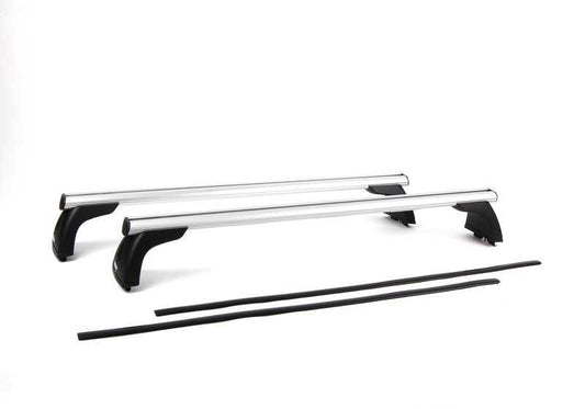 Barras de techo OEM 82710433991 para BMW E82 (todos los modelos compatibles). Sistema antirrobo, aluminio resistente, carga máx. 75 kg. Original BMW.