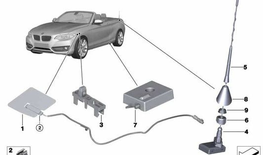 Antenne téléphonique OEM 65209273669 pour BMW F23, F23N, F33, F33N, F83, F83N. BMW d'origine.