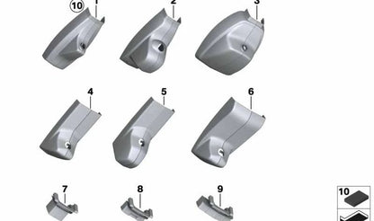 Juego de Cubiertas para la Base del Espejo para BMW Serie 5 F07, F10, F11, F18, Serie 6 F06, F12, F13, Serie 7 F01, F02, F04, X3 F25, X4 F26 (OEM 51169177321). Original BMW