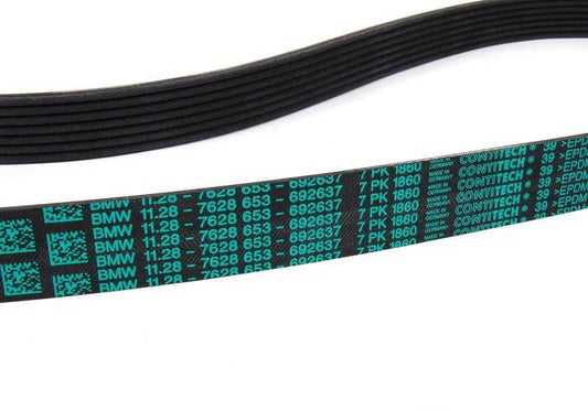 Correa poli V (Keilrippenriemen) OEM 11287628653 para BMW E82, E88, E90, E91, E92, E93, E60, E61, E84. Original BMW.