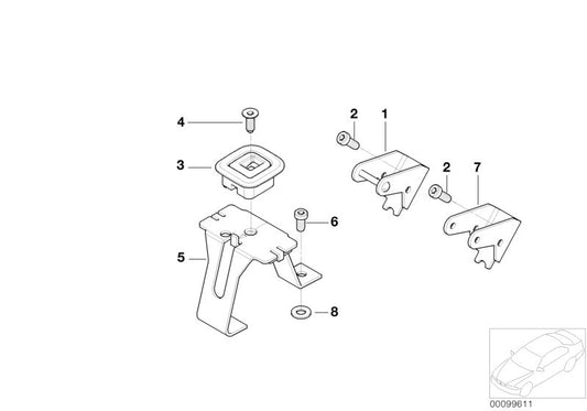 Soporte anclaje Isofix OEM 72147005841 para BMW Serie 7 E65 y E66. Compatible con modelos 730d, 730i, 735i fabricados entre 2001 y 2008. Pieza original BMW para instalación de silla infantil Isofix.