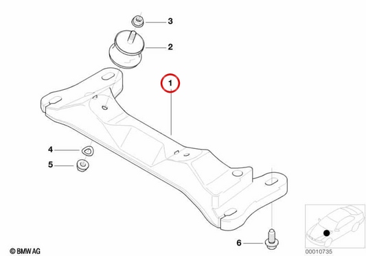Suporte de caixa de câmbio OEM 22311096811 para BMW E46. BMW genuíno.