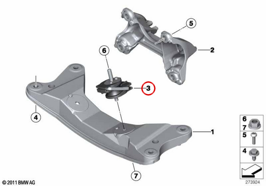 Support de transmission OEM 22316875904 pour BMW F20, F21, F22, F23, F30, F31, F32, F36. BMW d'origine.