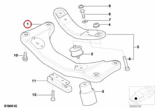 OEM 22321096036 Supporto per il cambio per BMW E38. BMW originale.
