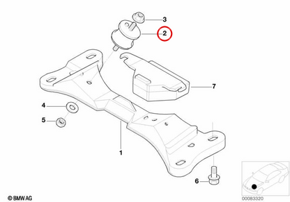 OEM gearbox support 2232282340 for BMW E46. Original BMW.