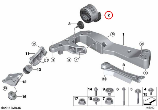 Soporte de transmisión OEM 22326878313 para BMW G20, G21, G22, G30, G31, G32, G01, G02, G05. Original BMW.