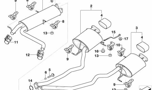 Rear left silencer for BMW X5 E53 (OEM 18107512700). Original BMW