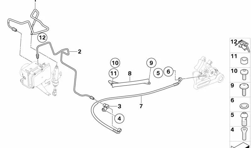 Tubo flexible de freno trasero OEM 34327700785 para motos BMW F650GS, F800GS. Original BMW Motorrad.