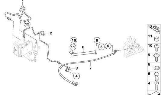Tubo flexible de freno trasero OEM 34327700785 para motos BMW F650GS, F800GS. Original BMW Motorrad.