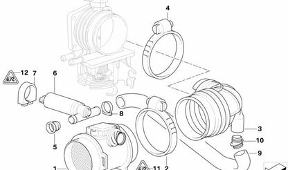 Manguito de admisión (fuelle) OEM 13541703726 para BMW E39 523i {DD31, DD32, DD41, DD42, DH31, DH32, DH41, DH42, DM31, DM32}. Original BMW.