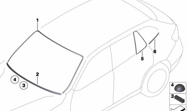 Marco fijo de ventana lateral derecha OEM 51352990394 para BMW E84. Original BMW.