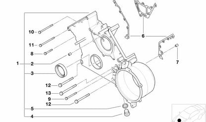 Cubierta inferior de la cadena de distribución OEM 11141708209 para BMW E39, E38, E53. Original BMW.