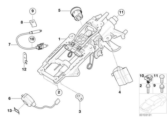 Columna de dirección OEM 32306781942 para MINI R50, R52, R53. Original MINI.