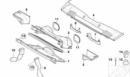 Carcasa derecha del microfiltro de aire OEM 64318409058 para BMW X5 E53. Original BMW.
