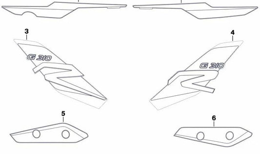 Embellecedor derecho rojo/plata para guardabarros delantero BMW G 310 R (K03) OEM 51149443238. Original BMW Motorrad.