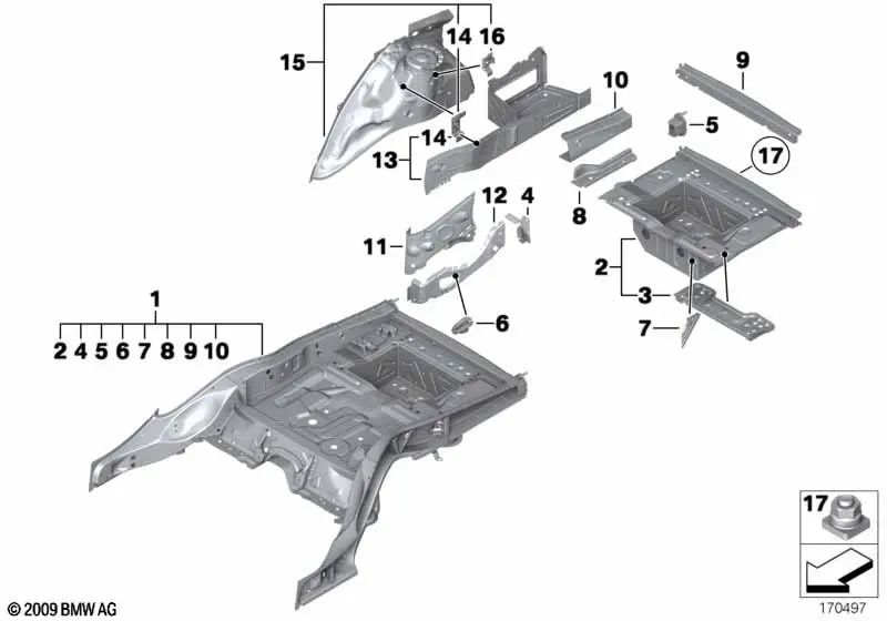 Extension de la barre transversale droite pour BMW F01, F02, F04 (OEM 41117204138). BMW d'origine