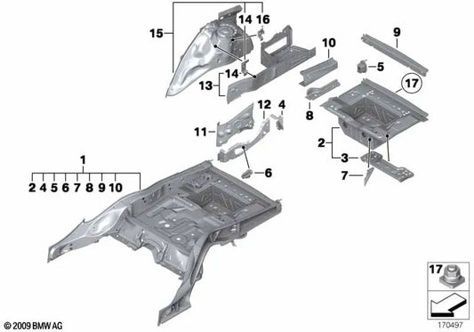 Extension de la barre transversale droite pour BMW F01, F02, F04 (OEM 41117204138). BMW d'origine