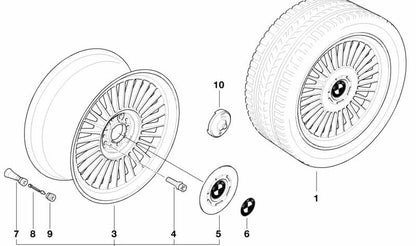 Llave hexagonal para cubierta de cubo OEM 36131181948 para BMW Serie 5 E39, Serie 7 E38. Original BMW.