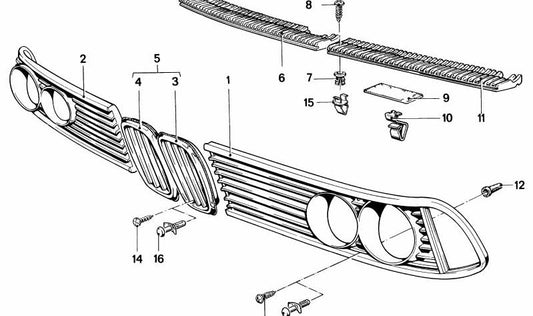 Rejilla embellecedora derecha negra OEM 51131959664 para BMW E23. Original BMW.