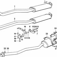 OEM escape system 18101712094 for BMW E30 320i (BA11, BA21, BA31, BA41). Compatible with manual and automatic change, rear traction. No catalyst. Original BMW.