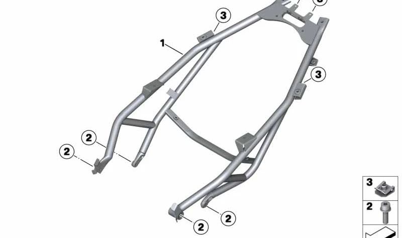 Cuadro trasero OEM 46518555306 para motos BMW C 600 Sport, C 650 Sport (K18). Original BMW Motorrad.