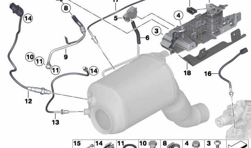 Soporte de tubo OEM 11721164034 para BMW E46, E39, F07, F10, F11, F06, F12, F13, E65, E66, F01, E83, F25, E52. Original BMW.
