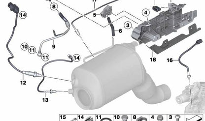 Soporte de tubo OEM 11721164034 para BMW E46, E39, F07, F10, F11, F06, F12, F13, E65, E66, F01, E83, F25, E52. Original BMW.