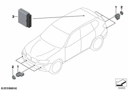Sensor ultrasónico azul profundo para BMW F07, F10, F11, F18, F06, F12, F13, F01, F02, F04, X3 F25, X5 E70N (OEM 66209233035). Original BMW