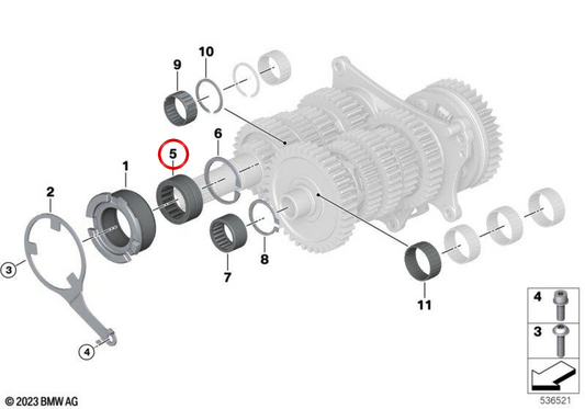 Cojinete de agujas 30x42x17 OEM 23001542875 para motos BMW R 1300 GS, R 1300 GS Adventure, R 1300 RT, R 1300 R y R 1300 RS. Original BMW Motorrad