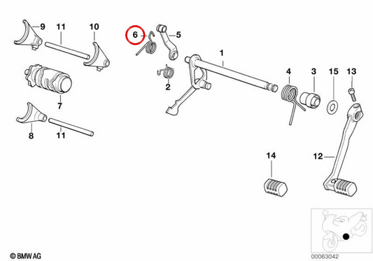 Ressort de boîte de vitesses OEM 23002343210 pour motos BMW F 650, F 650 ST, F 650 GS, F 650 GS Dakar, F 650 CS, G 650 GS, G 650 X. Original BMW Motorrad