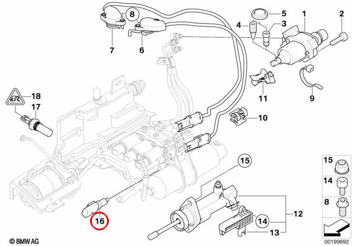 Sensor de pressão OEM 23017568177 para BMW E46, E60, E61, E63, E64, E85. BMW genuíno.