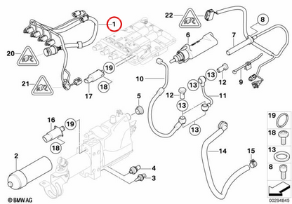 Fiação do módulo de válvula OEM 23017837427 para BMW E60, E61, E63, E64. BMW genuíno.