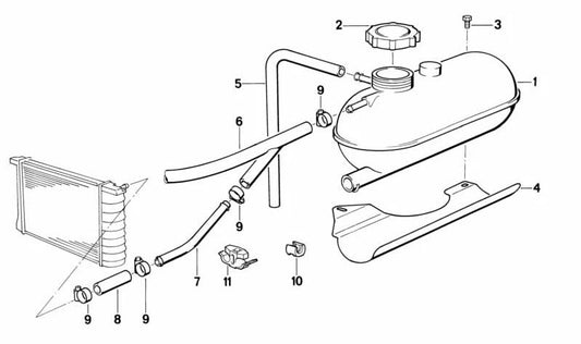 Tube de ventilation OEM 1711296074 pour BMW Z1. Système de refroidissement du moteur d'origine. Remplacement BMW d'origine.