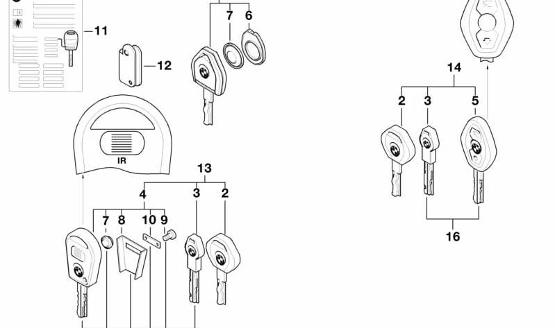 Key Memory Indicative Platte für BMW E46, E34, E39, E60, E61, E63, E64, E38, E83, E53, E85, E86, E52 (OEM 71236906390). Original BMW.