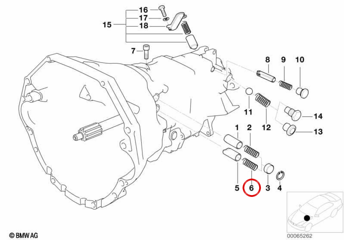Pressione Spring OEM 23111222720 per BMW E36, E46, E34, E39, E38, E31, E52. BMW originale.