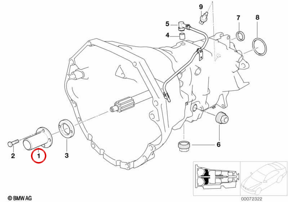 Bucha guia OEM 23111222722 para BMW E34, E39, E38, E31, E52. BMW genuíno.