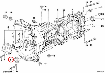 Coperchio del cambio OEM 23111224300 per BMW E28, E34, E24. BMW originale.
