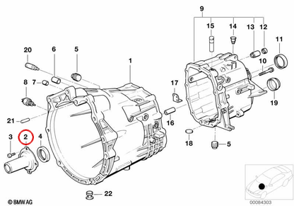 OEM clutch guide tube 23111224845 for BMW E36, E46, E34, E39, E32, E38, E53, Z3. Original BMW.
