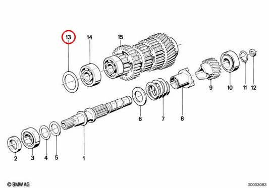 Rondelle d'espacement OEM 23111451140 pour motos BMW R850GS, R1100GS, K100RS, K75RT... et plus. BMW Motorrad d'origine.